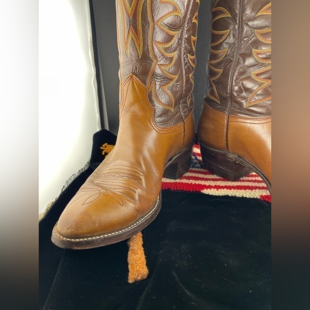Nocona American Made Vintage Western Cowboy Boots Two Tone Leather 8.5 D - Picture 6 of 11